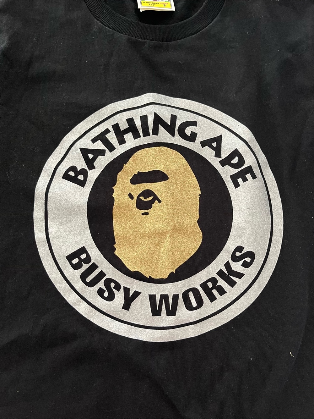 A Bathing Ape Black "Busy Works" Logo Short Sleeve Tee